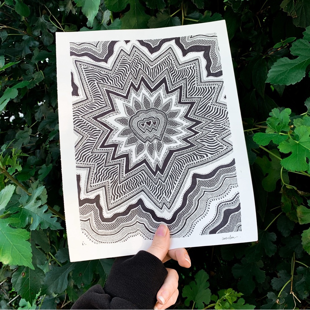 Abstract heart original drawing